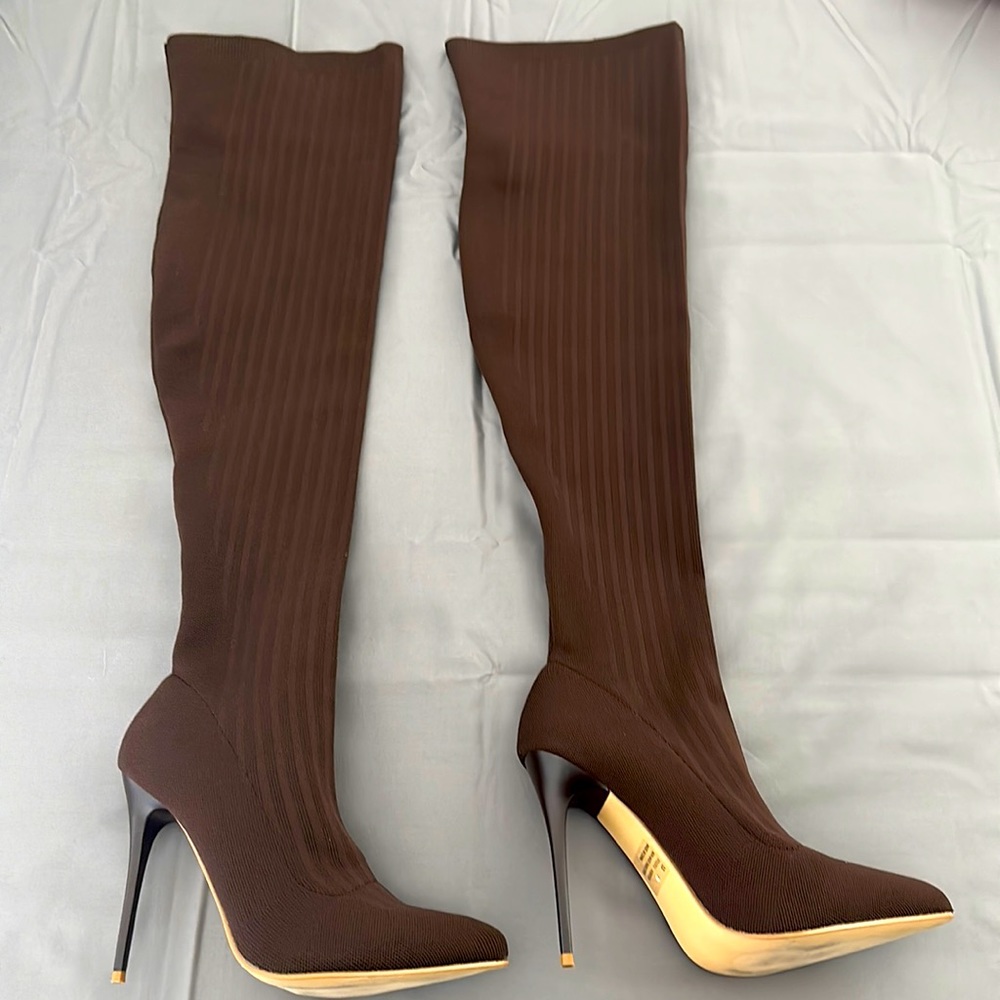 Brown Knee High Heels
